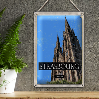 Blechschild Reise 20x30cm Strasbourg France Kathedrale