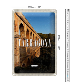 Blechschild Reise 20x30cm Tarragona Spain Hafenstadt Mittelalter