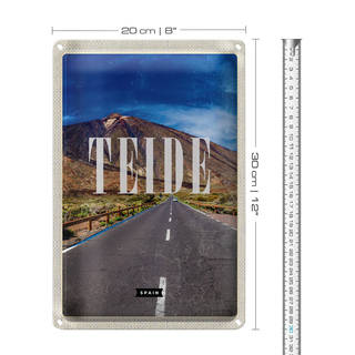 Blechschild Reise 20x30cm Teide Spain Erhebung Retro