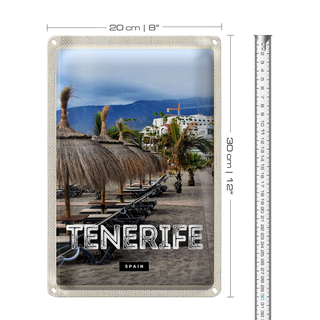 Blechschild Reise 20x30cm Tenerife Spain Urlaub Strand Palmen