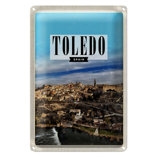 Blechschild Reise 20x30cm Toledo Spain Panorama Stadt Urlaub