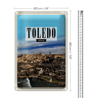 Blechschild Reise 20x30cm Toledo Spain Panorama Stadt Urlaub