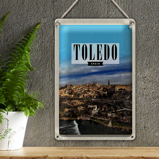 Blechschild Reise 20x30cm Toledo Spain Panorama Stadt Urlaub