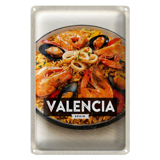 Blechschild Reise 20x30cm Valencia Spain Fisch Meeresfrüchte