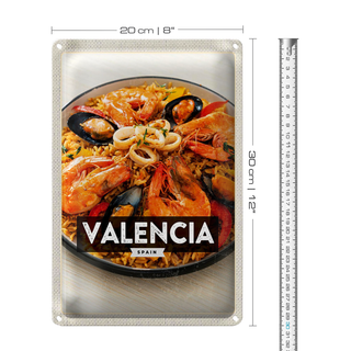 Blechschild Reise 20x30cm Valencia Spain Fisch Meeresfrüchte