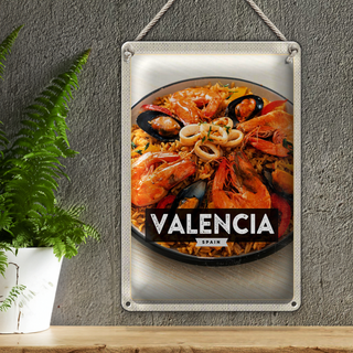 Blechschild Reise 20x30cm Valencia Spain Fisch Meeresfrüchte