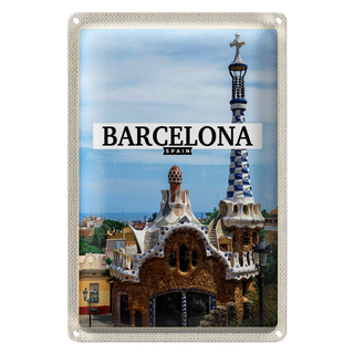 Blechschild Reise 20x30cm Barcelona Spain urlaubsort Meer
