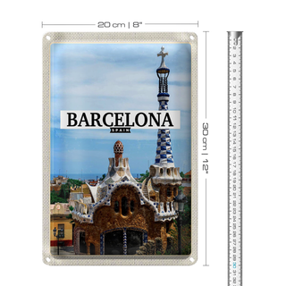 Blechschild Reise 20x30cm Barcelona Spain urlaubsort Meer