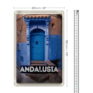 Blechschild Reise 20x30cm Andalusia Spain Retro Altstadt