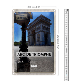 Blechschild Reise 20x30cm Arc de Triomphe Paris Seitenansicht Dekoration