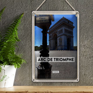 Blechschild Reise 20x30cm Arc de Triomphe Paris Seitenansicht Dekoration