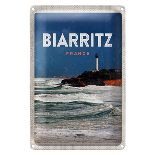 Blechschild Reise 20x30cm Biarritz France Meer Urlaub