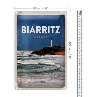 Blechschild Reise 20x30cm Biarritz France Meer Urlaub