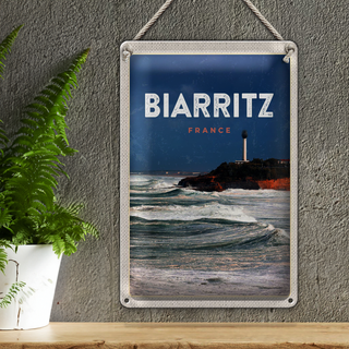 Blechschild Reise 20x30cm Biarritz France Meer Urlaub