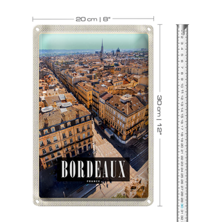 Blechschild Reise 20x30cm Bordeaux France Panorma Reiseziel