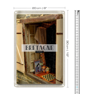 Blechschild Reise 20x30cm Bretagne France Retro Kunst Reiseziel