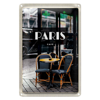 Blechschild Reise 20x30cm Paris Cafe Retro Reiseziel Poster