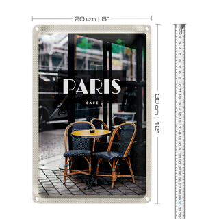 Blechschild Reise 20x30cm Paris Cafe Retro Reiseziel Poster