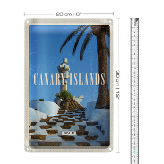 Blechschild Reise 20x30cm Canary Islands Spain Urlaub Palmen