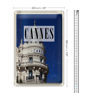 Blechschild Reise 20x30cm Cannes France Carlton Hotel