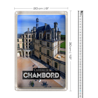 Blechschild Reise 20x30cm Château de Chambord Schloss