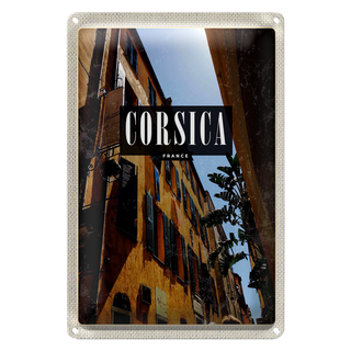 Blechschild Reise 20x30cm Corsica France Retro Altstadt