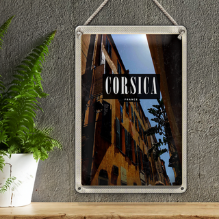 Blechschild Reise 20x30cm Corsica France Retro Altstadt