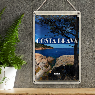 Blechschild Reise 20x30cm Costa brava Spain Meer Berge Urlaub