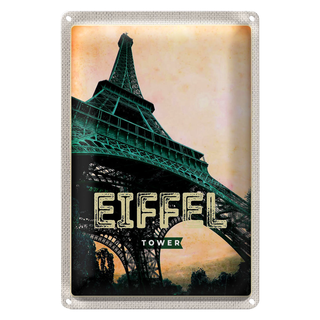 Blechschild Reise 20x30cm Eiffel Tower Retro Bild Reiseziel
