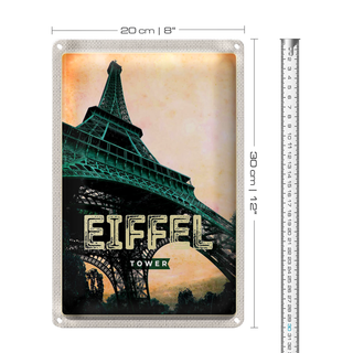 Blechschild Reise 20x30cm Eiffel Tower Retro Bild Reiseziel