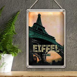 Blechschild Reise 20x30cm Eiffel Tower Retro Bild Reiseziel
