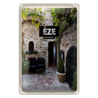 Blechschild Reise 20x30cm Eze France Steinhaus Architektur