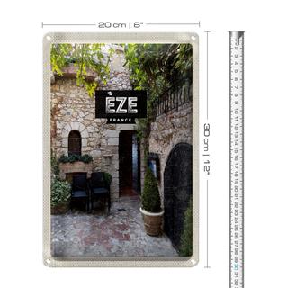 Blechschild Reise 20x30cm Eze France Steinhaus Architektur