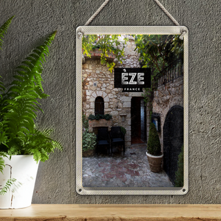 Blechschild Reise 20x30cm Eze France Steinhaus Architektur