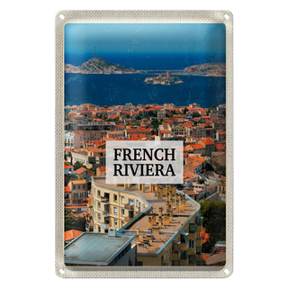 Blechschild Reise 20x30cm French Riviera Meer Panorama Urlaub