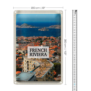 Blechschild Reise 20x30cm French Riviera Meer Panorama Urlaub