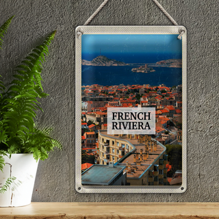 Blechschild Reise 20x30cm French Riviera Meer Panorama Urlaub