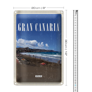 Blechschild Reise 20x30cm Gran Canaria Spain Meer Strand Retro