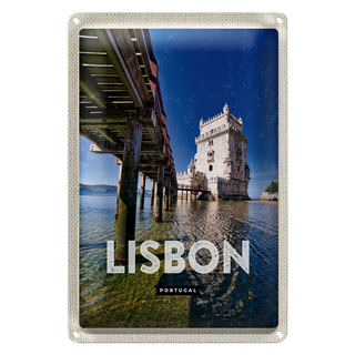 Blechschild Reise 20x30cm Lisbon Portugal Meer Reisezirl Urlaub