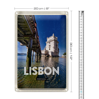 Blechschild Reise 20x30cm Lisbon Portugal Meer Reisezirl Urlaub