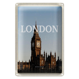 Blechschild Reise 20x30cm London UK Big Ben glocke