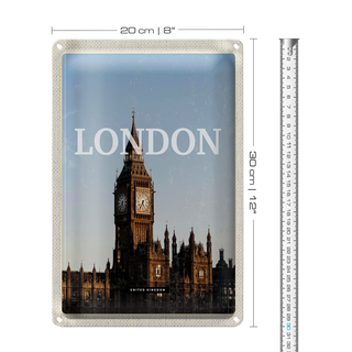 Blechschild Reise 20x30cm London UK Big Ben glocke