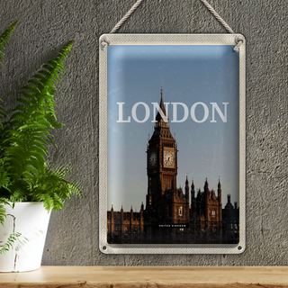 Blechschild Reise 20x30cm London UK Big Ben glocke