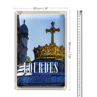 Blechschild Reise 20x30cm Lourdes Sanctuary of our lady Gescenk