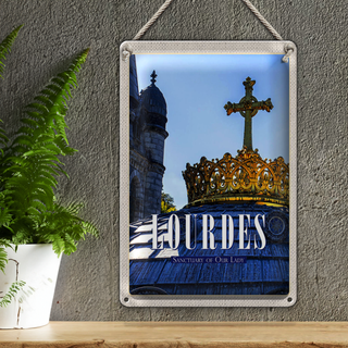 Blechschild Reise 20x30cm Lourdes Sanctuary of our lady Gescenk