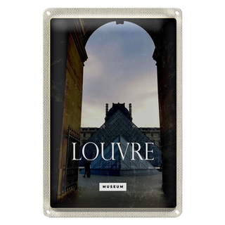 Blechschild Reise 20x30cm Louvre Museum Reiseziel Architektur