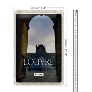 Blechschild Reise 20x30cm Louvre Museum Reiseziel Architektur