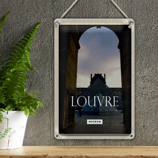 Blechschild Reise 20x30cm Louvre Museum Reiseziel Architektur