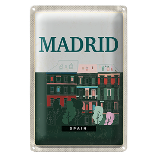 Blechschild Reise 20x30cm Madrid Spain Errinerungen Retro
