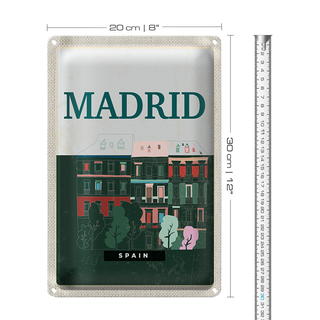 Blechschild Reise 20x30cm Madrid Spain Errinerungen Retro